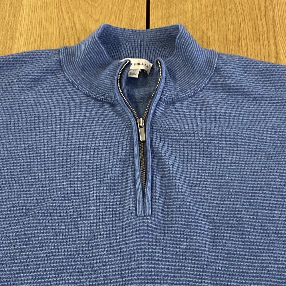 Peter Millar Sweater Men's XL Blue Merino Wool Silk Blend Crown Soft 1/4‎ Zip